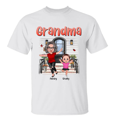 Happy Doll Grandma Grandkids Front Porch Personalized Shirt