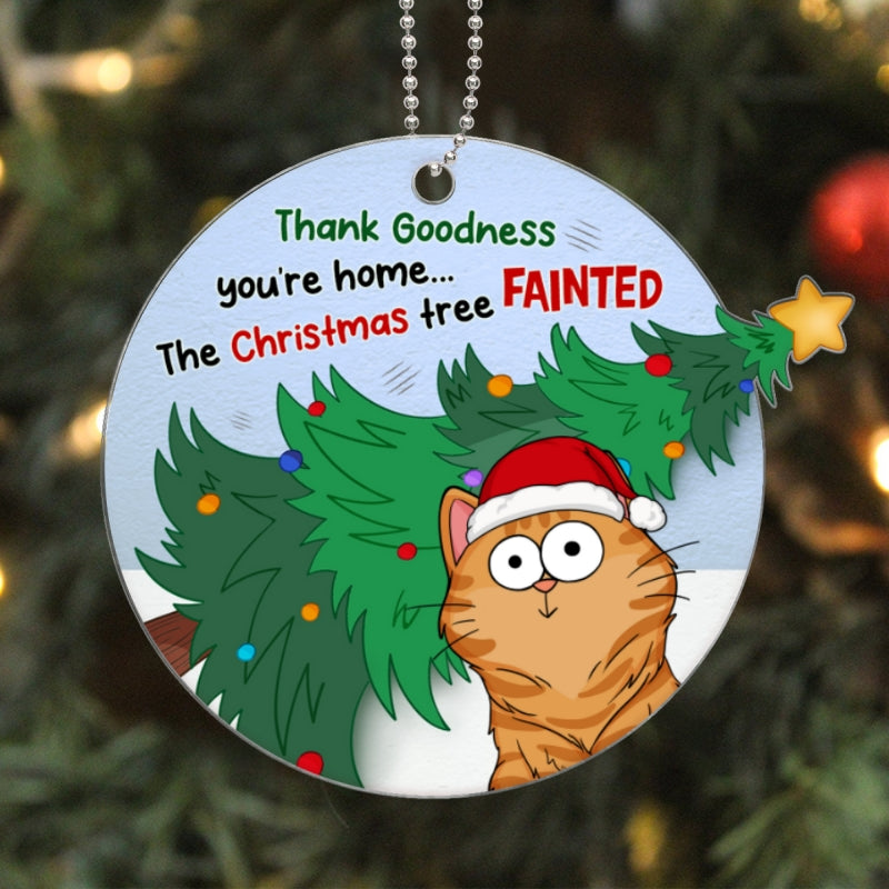 Christmas Tree Fainted Funny Expression Cats Personalized Acrylic Ornament