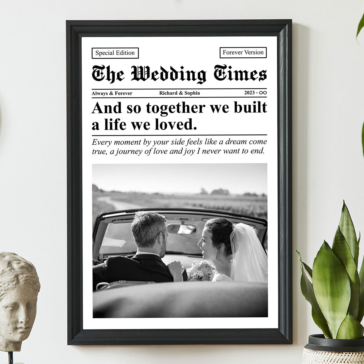 Couple Newspaper Anniversary Gift  Gift Photo Collage Personalized Poster