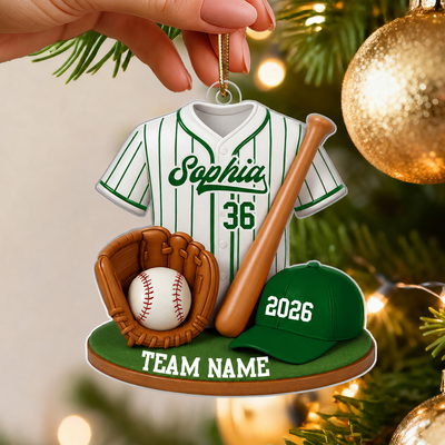 Baseball Softball Kit 3D Effect - Personalized Acrylic Ornament - Christmas Gift for Son, Daughter, Grandkids