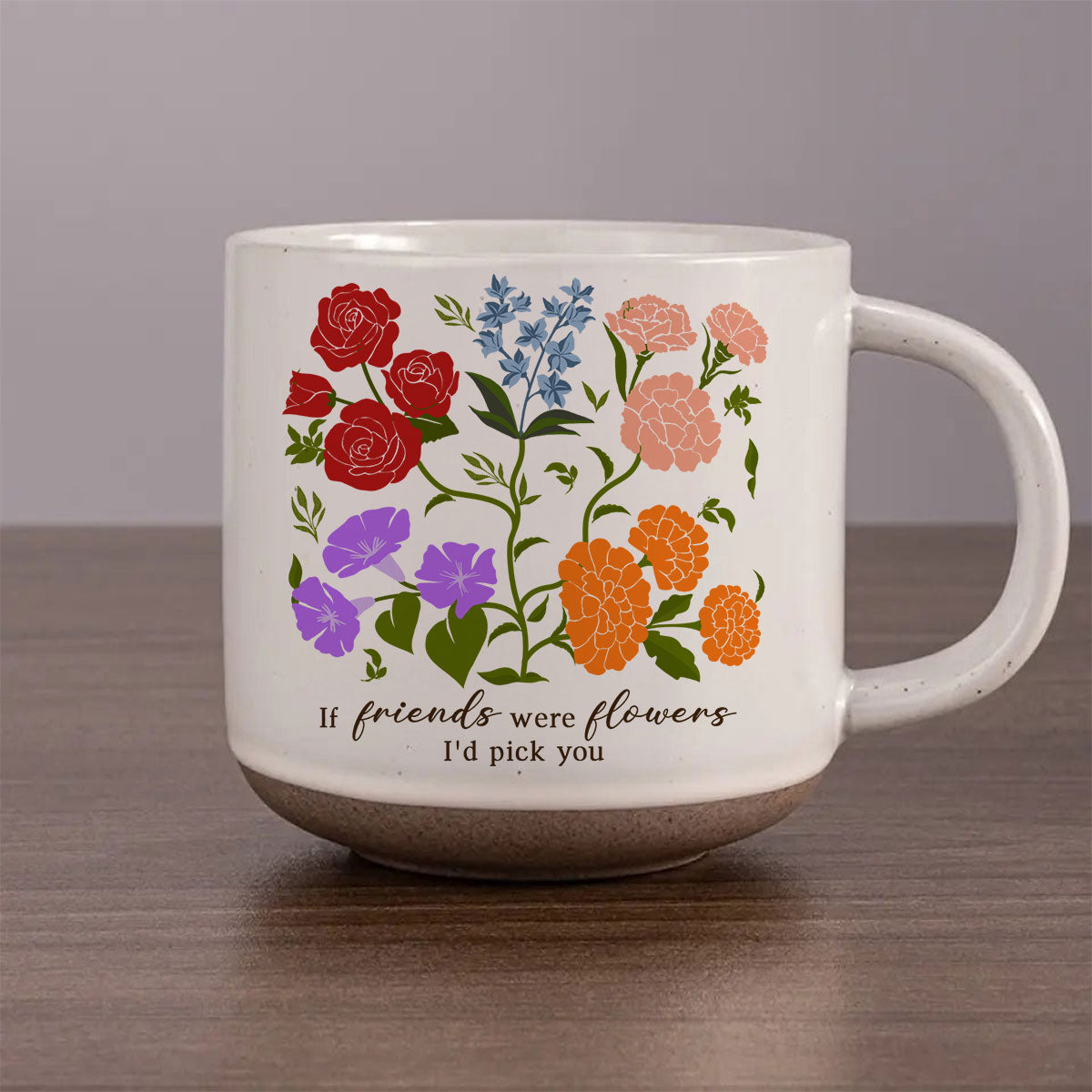 Custom Sisters Besties Birth Flower Bouquet Artwork Minimalist Personalized Pottery Mug
