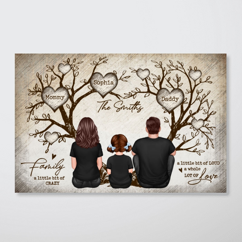 Family Heart Tree Sitting - Personalized Poster