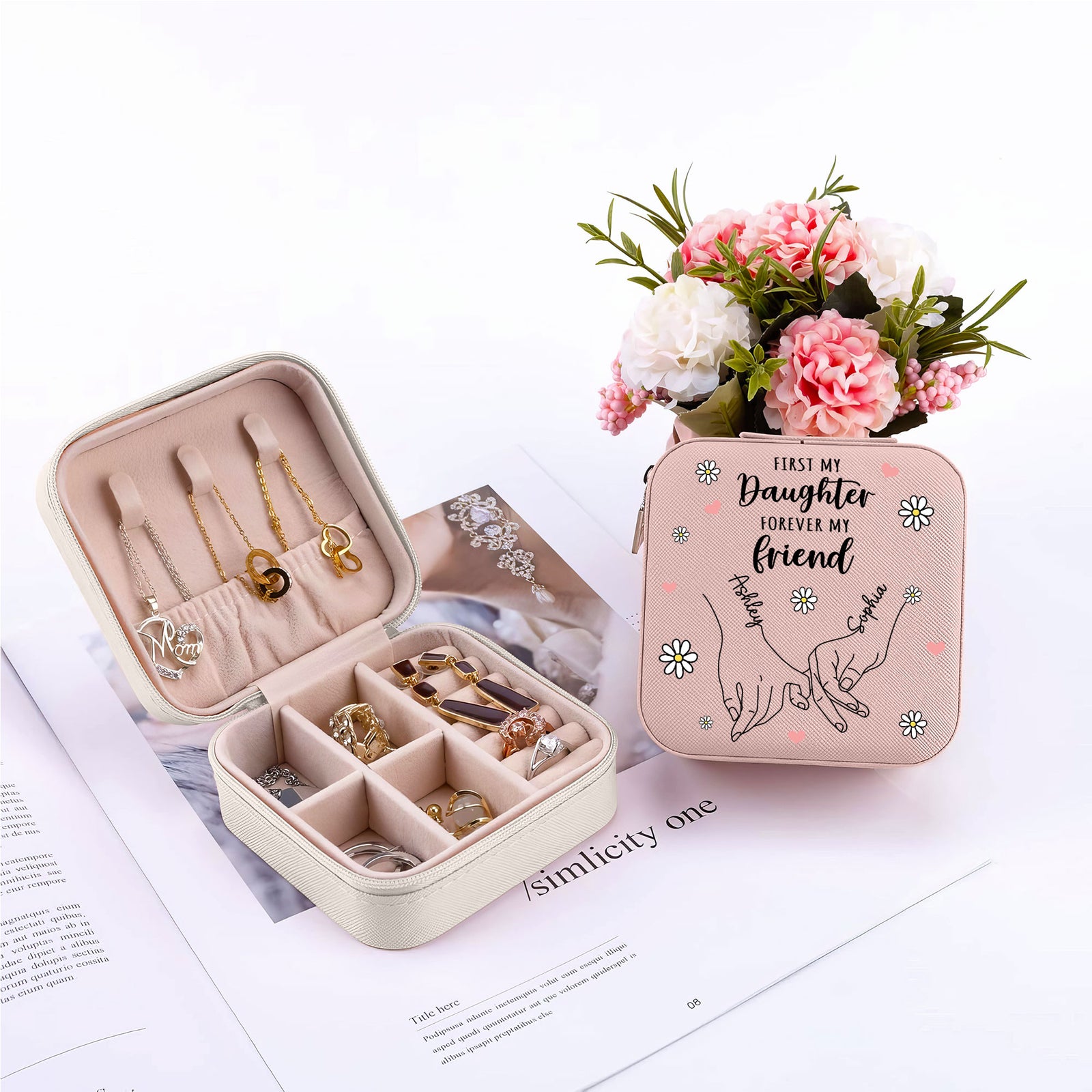First My Daughter Forever My Friend Personalized Jewelry Box, Gift For Daughter, Mom