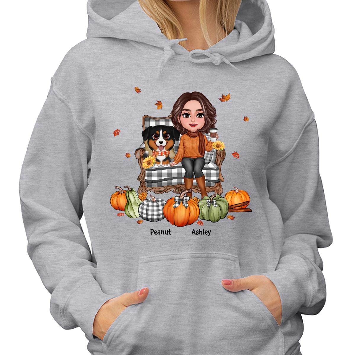 Fall Season Dog Mom On Chair Watercolor Cute Dogs Personalized Shirt