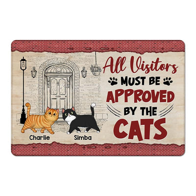 Walking Cats Front Door Sketch Personalized Doormat