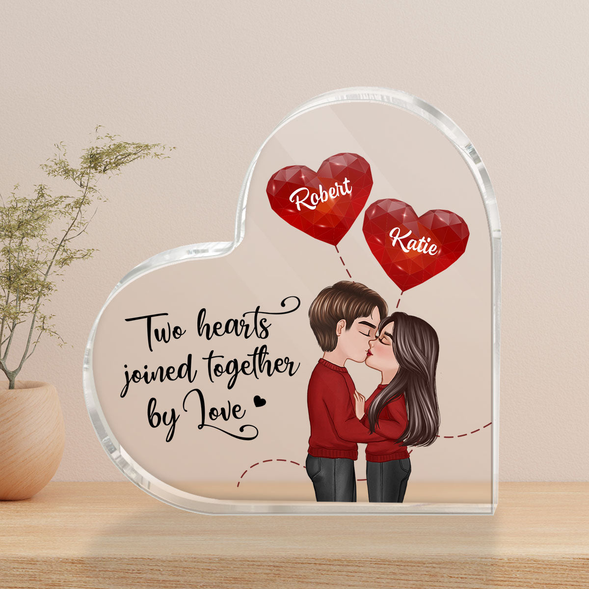 Two Hearts Joined Together By Love Personalized Heart Acrylic Plaque