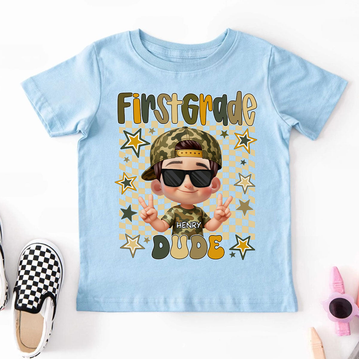 Retro Back to School Boys Personalized Shirt, Kindergarten Pre-K to Fifth Grade, School Boy Shirt