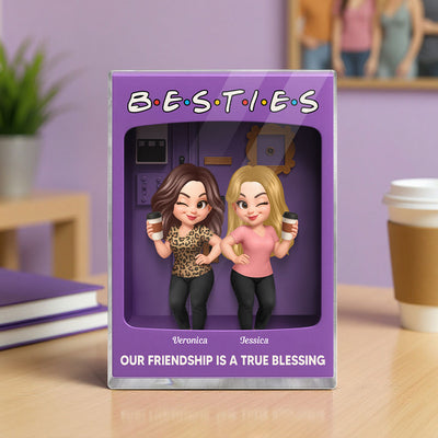 Besties Forever Best Friends Purple Toy Box Style Personalized Acrylic Block Plaque, Friendship Gift For Besties