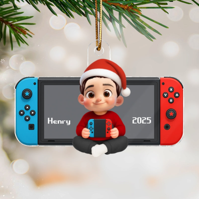 Personalized Gamer 3D Effect Ornament for Boys Girls, Christmas Gift for Kids