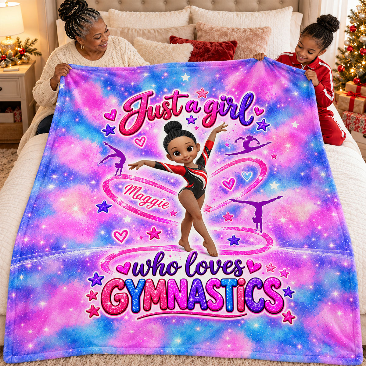 Just a Girl Who Loves Gymnastic - Personalized Fleece Blanket - Christmas Gift for Daughter, Granddaughter