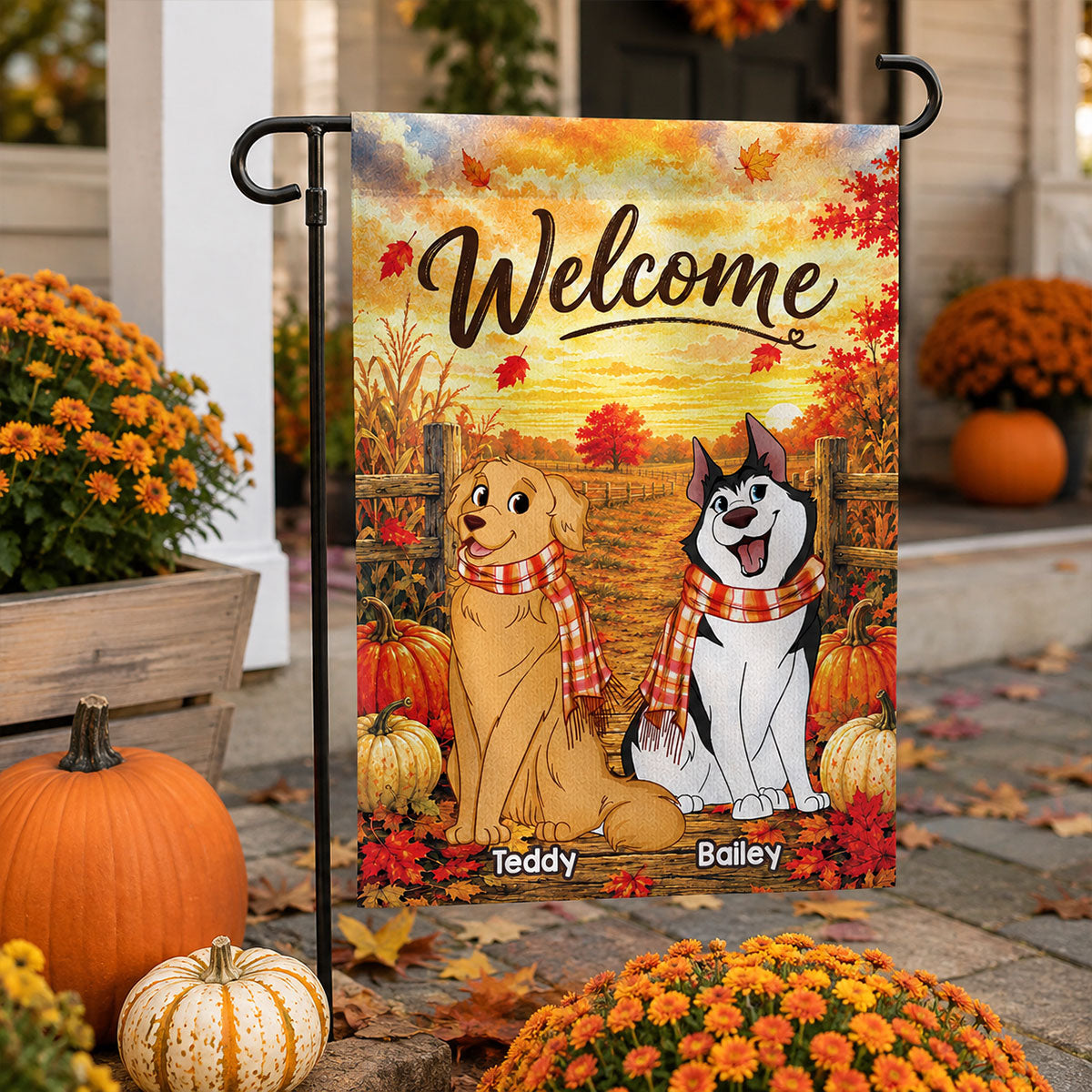 Trending Cute Sitting Dog - Personalized Garden Flag - Fall Season Decoration For Dog Mom, Dog Dad
