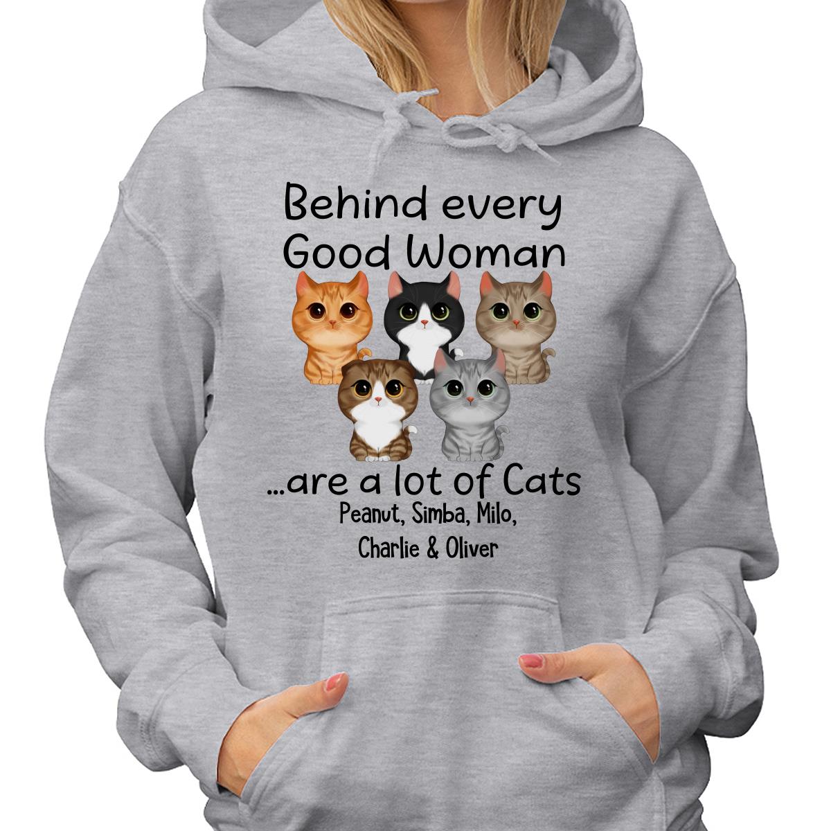 Behind Every Good Woman Are Watercolor Cute Cats Personalized Shirt