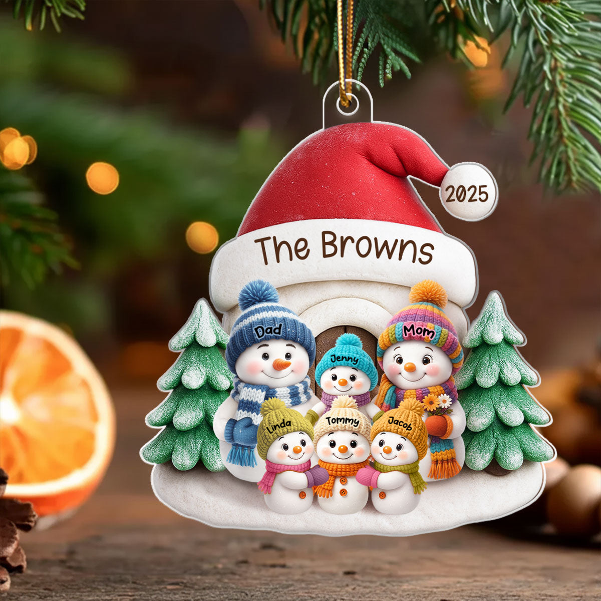 Snow House Family - Personalized Acrylic Ornament - Festive Christmas Decor, Thoughtful Gift for Loved Ones