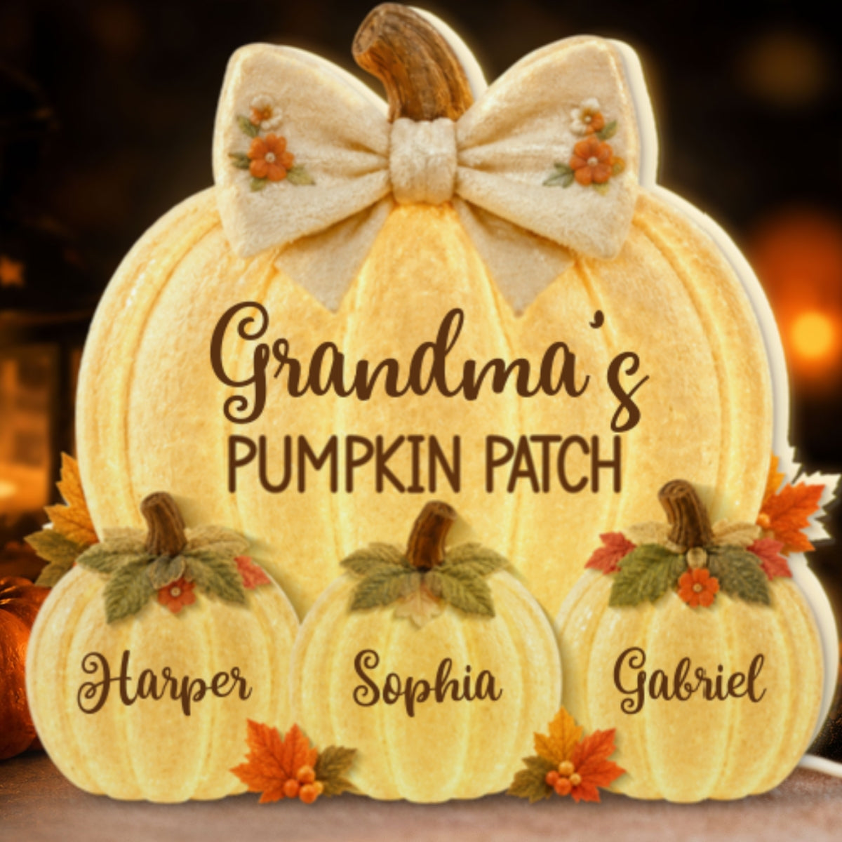 Grandma's Pumpkin Patch Glowing 2D Flat Printed - Personalized Light Box - Fall Season Decor For Grandma