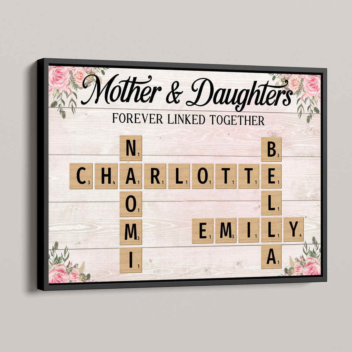 Mother & Daughters Sons Forever Linked Together Crossword Puzzle Art Personalized Poster