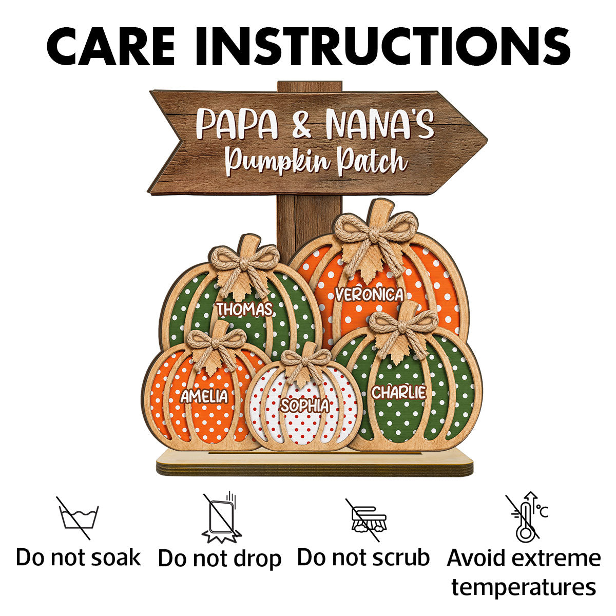Fall Season Polka Dot Grandma's Pumpkin Patch - Personalized 2-Layered Wooden Plaque - Fall Decor For Grandma, Grandparents