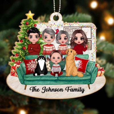 Big Family Gathering Christmas Personalized Wooden Ornament