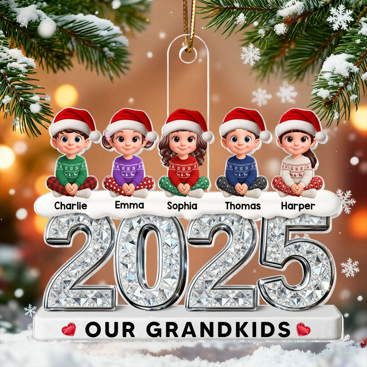 3D Shinning Effect Our Grandkids Christmas - Personalized Acrylic Ornament - Gift For Grandparents