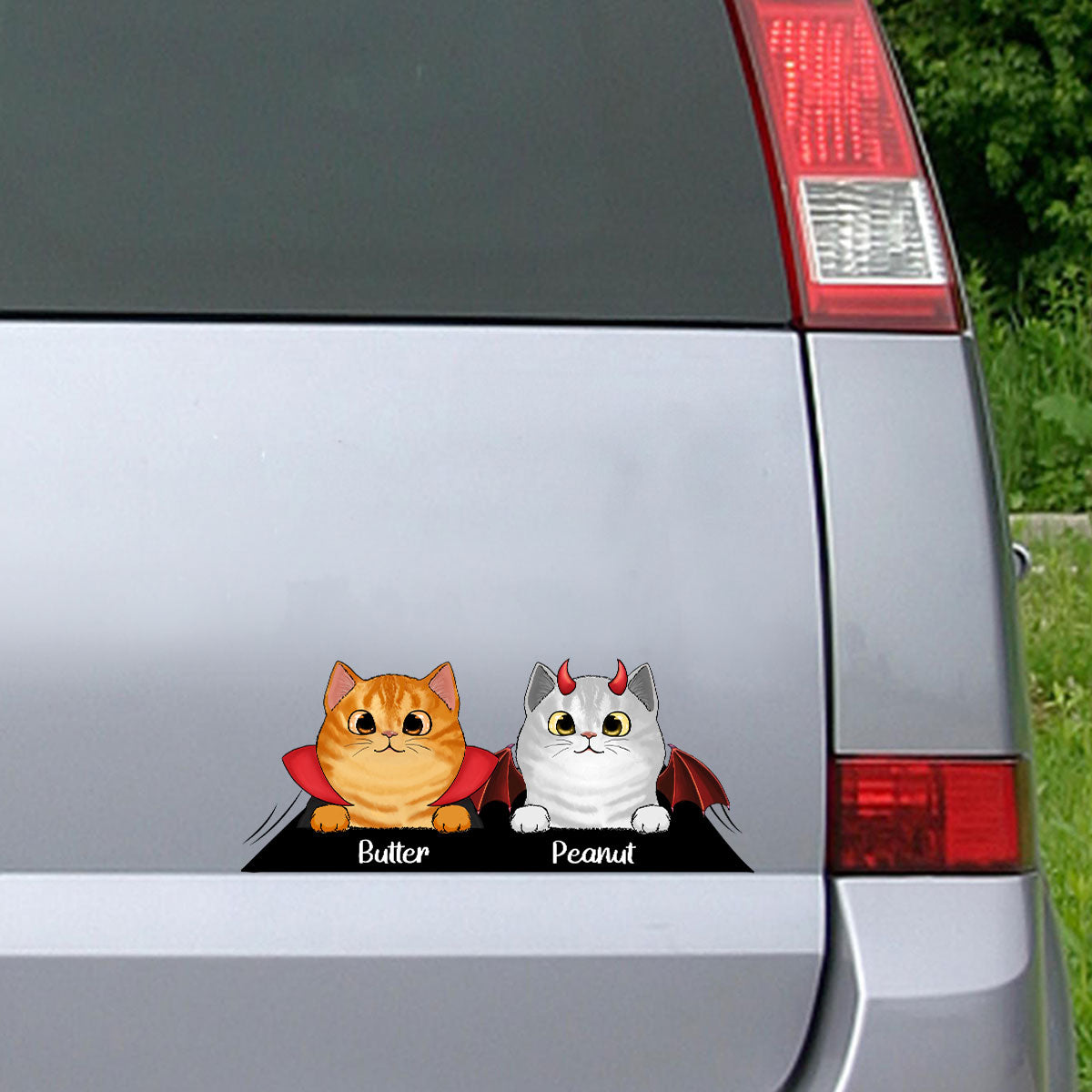 Peeking Halloween Cats Personalized Decal, Halloween Decor