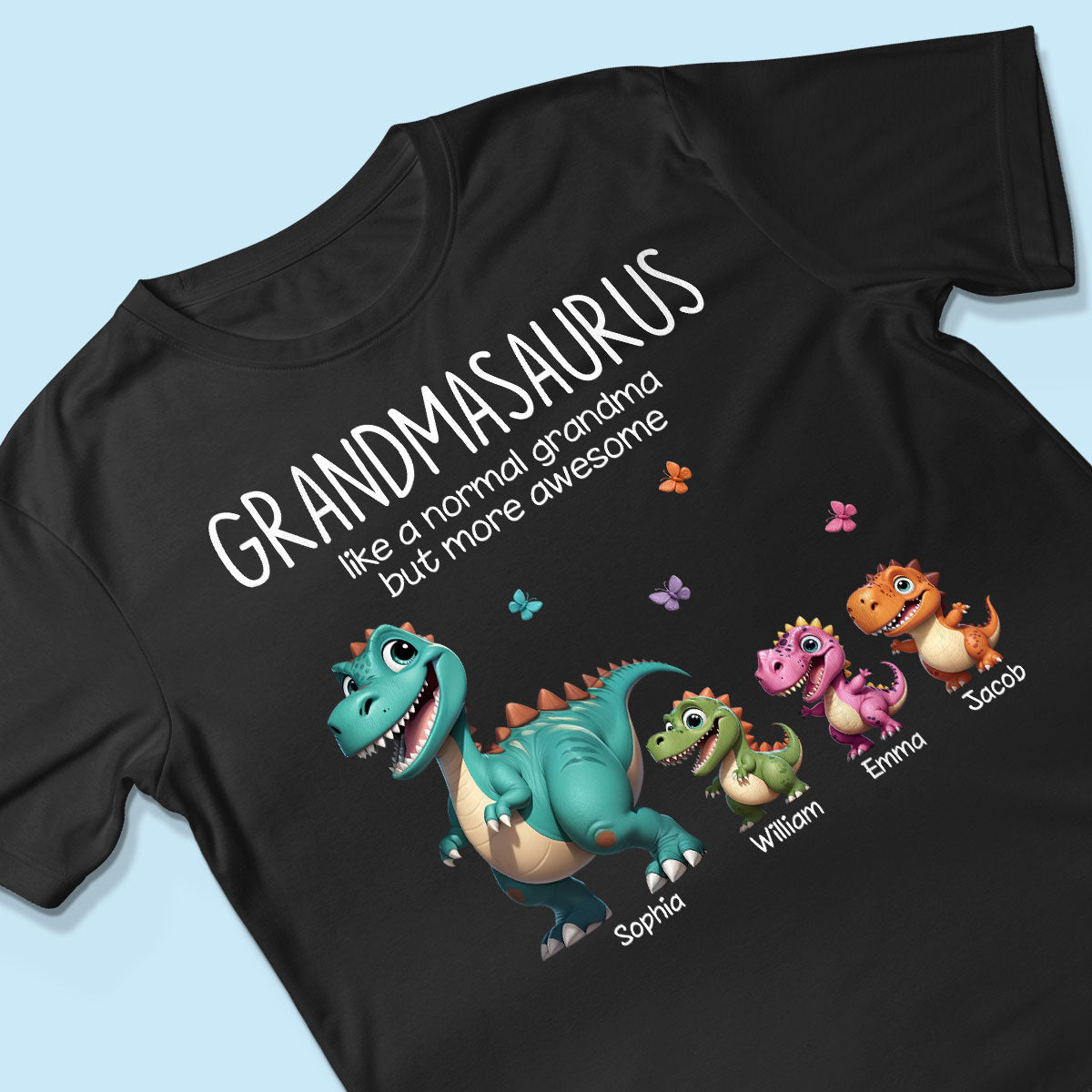 Grandmasaurus And Kids 3D Effect Dinosaurs Personalized Dark Color Shirt, Gift For Grandma