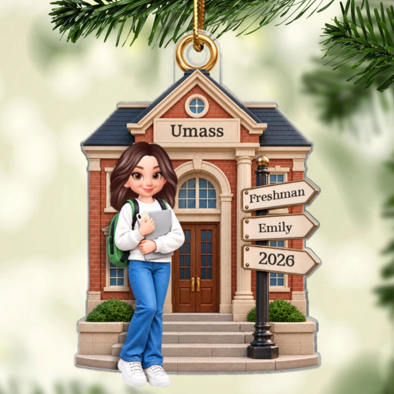 1st Year Of College 2D Flat - Personalized Acrylic Ornament - Christmas Gift for Freshman