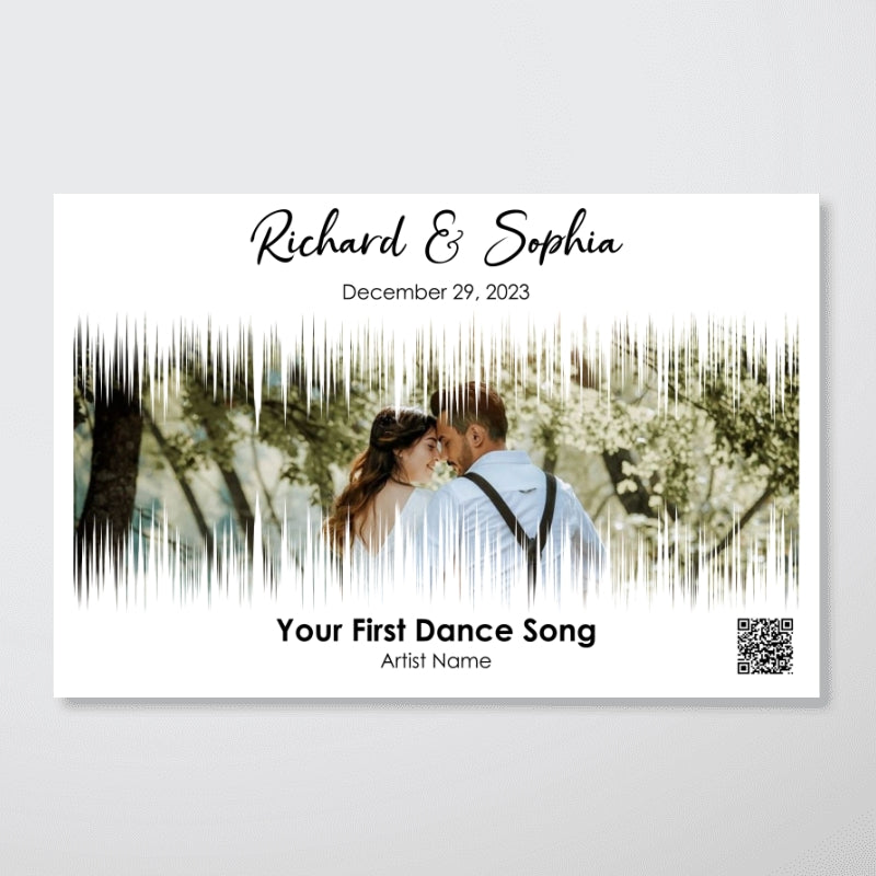Couple First Dance Song QR Code Wedding Anniversary Gift Photo Inserted Personalized Poster