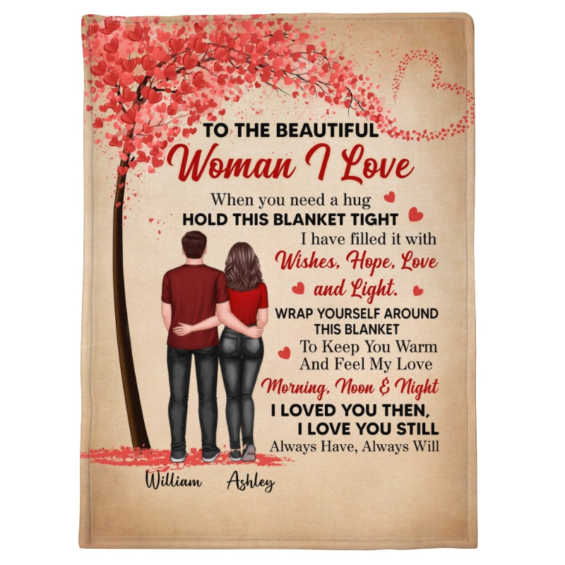 To The Woman I Love Couple Back View Standing Under Tree Personalized Blanket