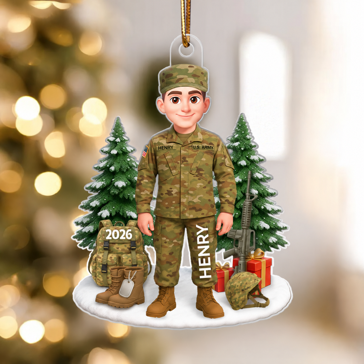 3D Effect Proud Soldier - Personalized Acrylic Ornament - Special Chritsmas Gift For The Brave Soldier