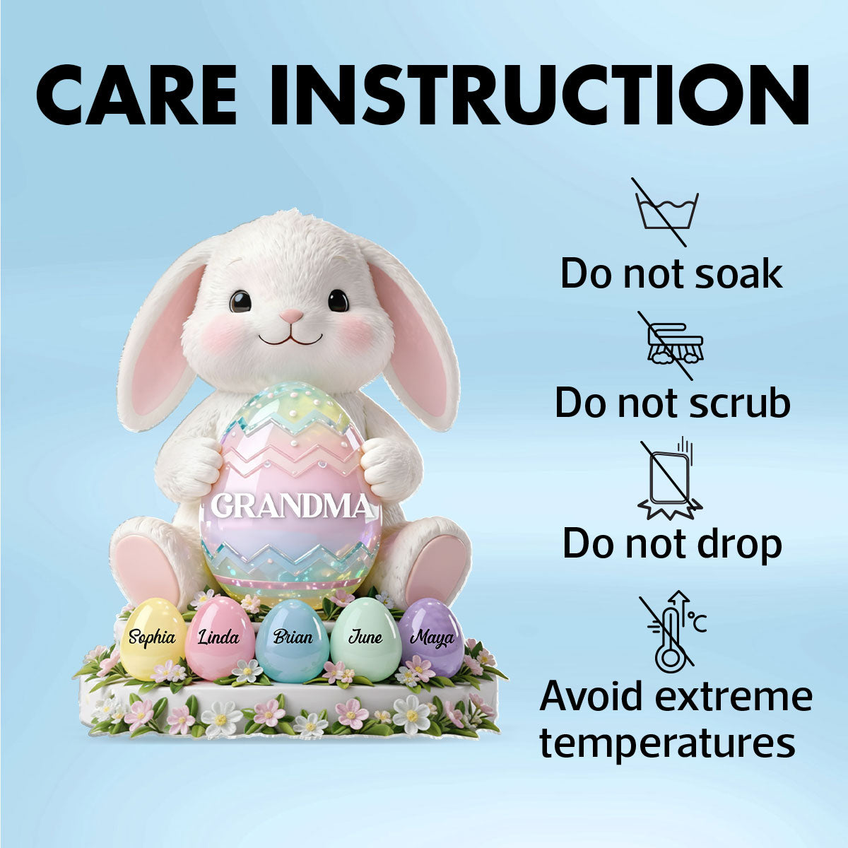 Bunny Grandma Easter - Personalized Acrylic Block Plaque - Easter Decor for Grandma