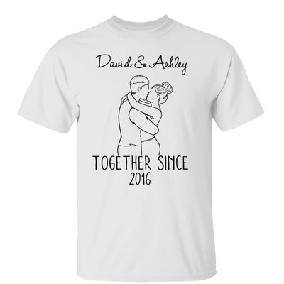 Couple Kissing Outline Valentine‘s Day Gift For Him For Her Personalized Shirt