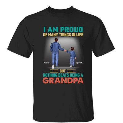 Nothing Beats Being A Grandpa Punch Hand Back View Personalized Shirt