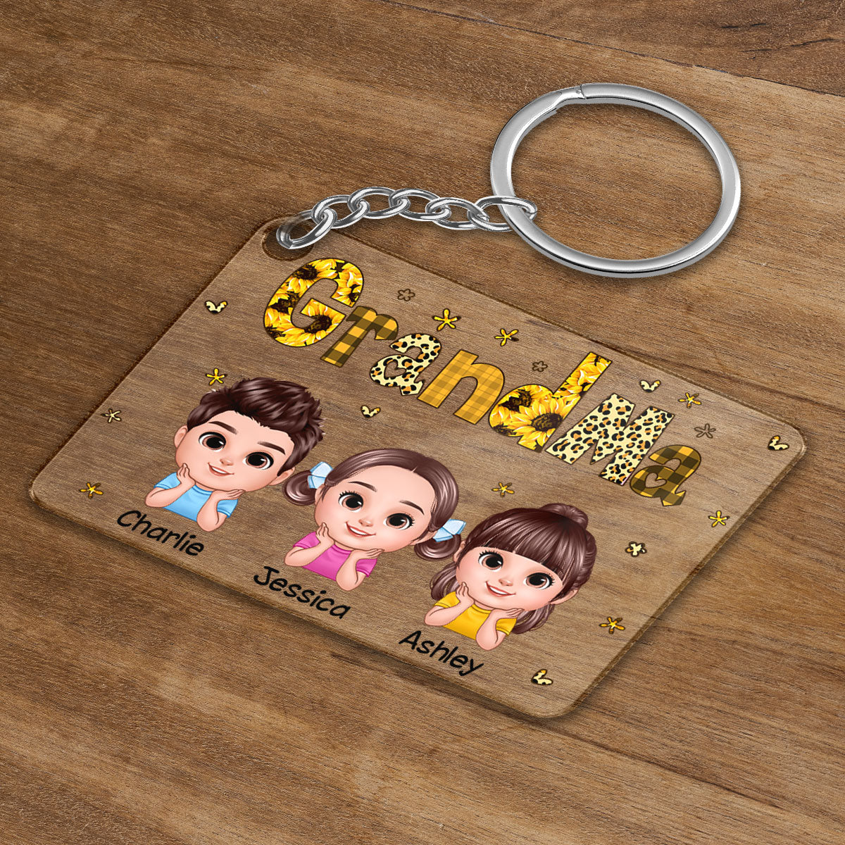 Realistic Doll Kids Yellow Pattern Personalized Acrylic Keychain