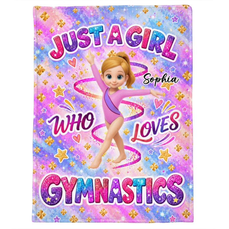 Pretty Gymnastic Girl Custom Name - Personalized Fleece Blanket - Christmas Gift For Gymnast, Daughter, Granddaughter