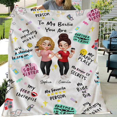 You Are My Bestie Fav Person Soul Sister Colorful Pretty Best Friends Personalized Fleece Blanket