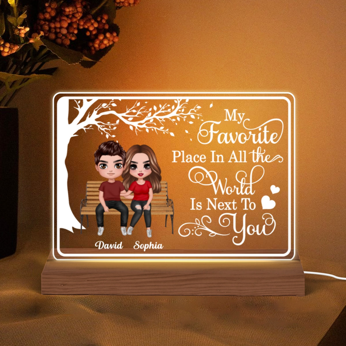 My Favorite Place Sitting Doll Couple Personalized Custom Shape LED Night Light LED Lamp