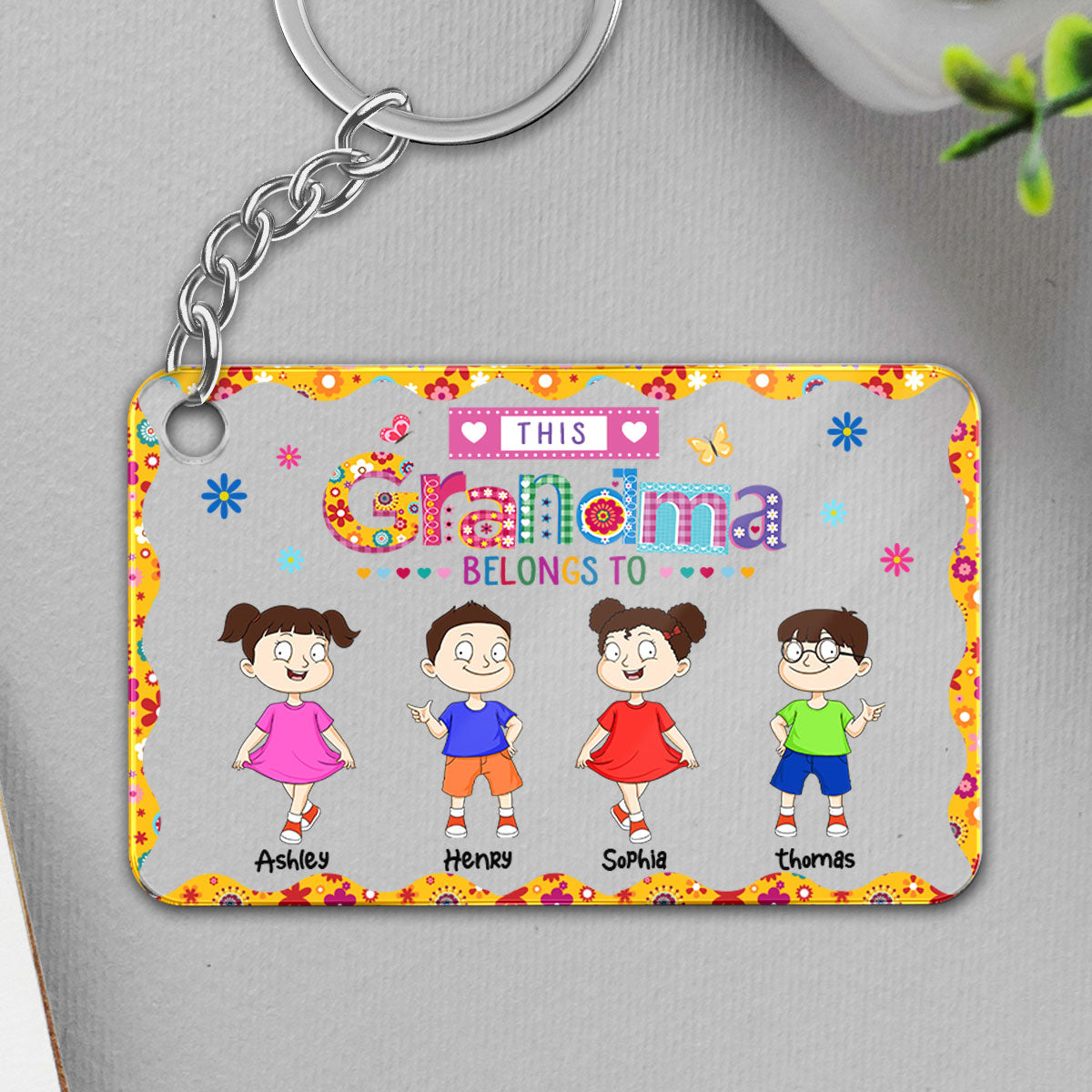This Grandma Belongs To Colorful Personalized Acrylic Keychain