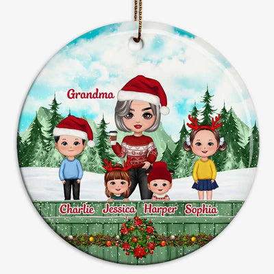 Grandma Life Better With Grandkids Christmas Fence Personalized Circle Ornament