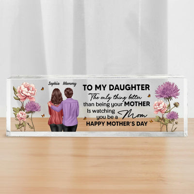 Birth Month Flowers To My Daughter From Mom Personalized Acrylic Desk Name Plate