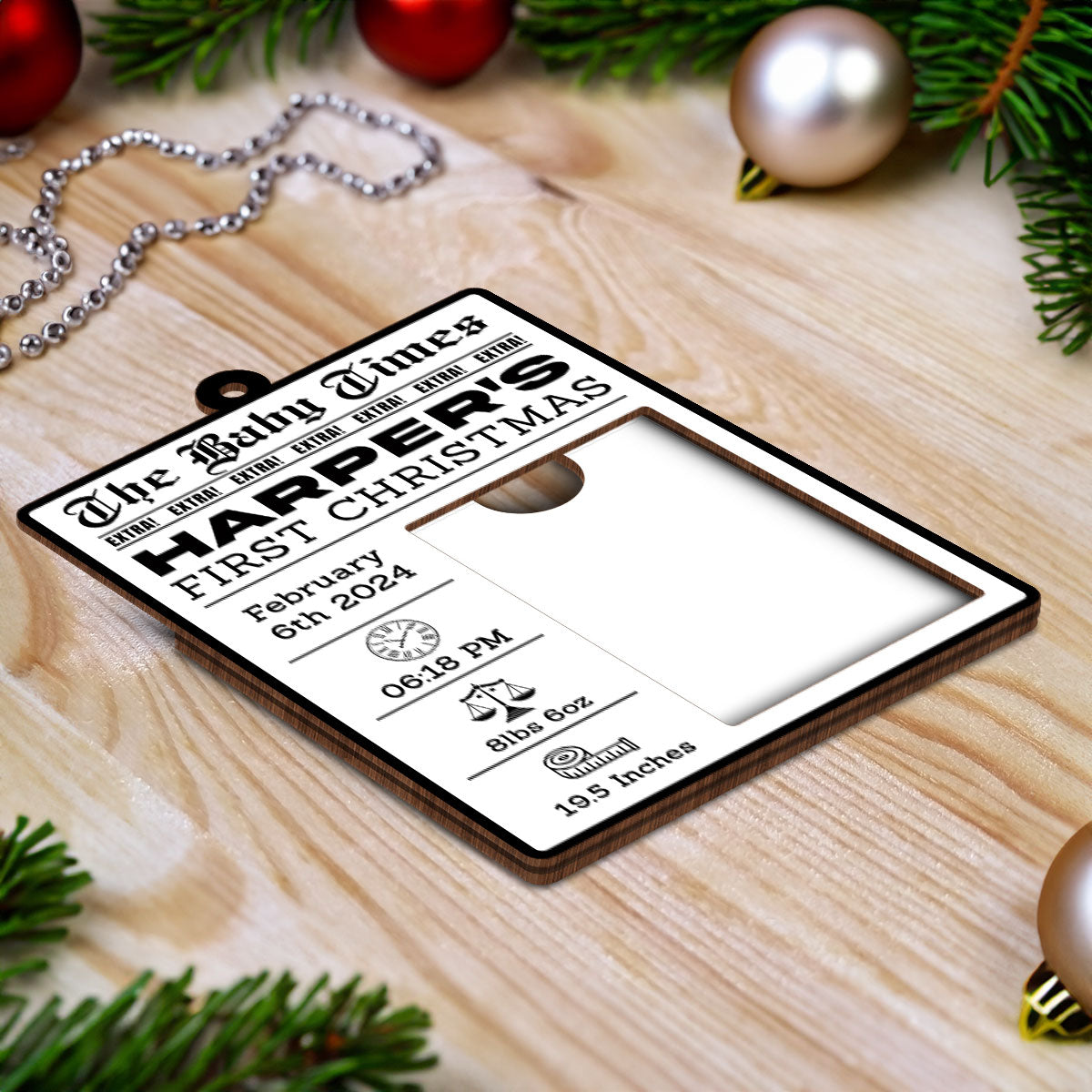 The New Baby Times Personalized Photo Frame Ornament, Unique Pregnancy Announcement, Baby First Christmas, Gift For New Mom, New Dad