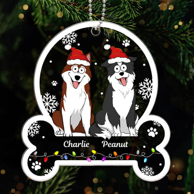 Funny Expression Dogs In Bone Shaped Personalized Acrylic Ornament