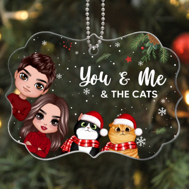 You Me & The Cats Peeking Christmas Personalized Acrylic Ornament