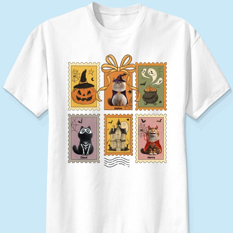 Cute Cats Retro Halloween Postage Stamp Sweatshirt – Cute & Spooky Fall Personalized Sweatshirt