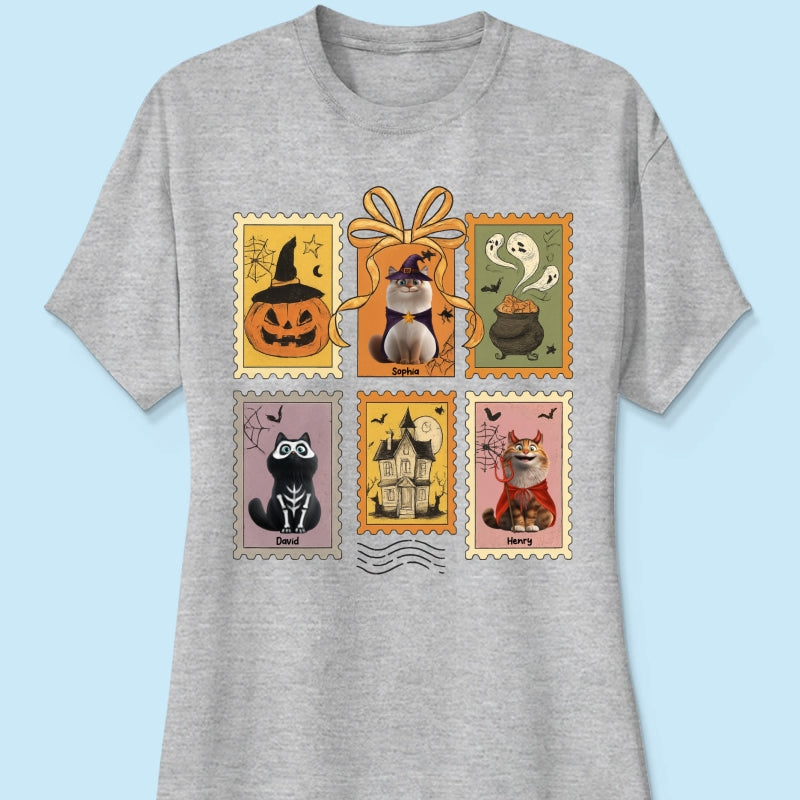 Cute Cats Retro Halloween Postage Stamp Sweatshirt – Cute & Spooky Fall Personalized Sweatshirt