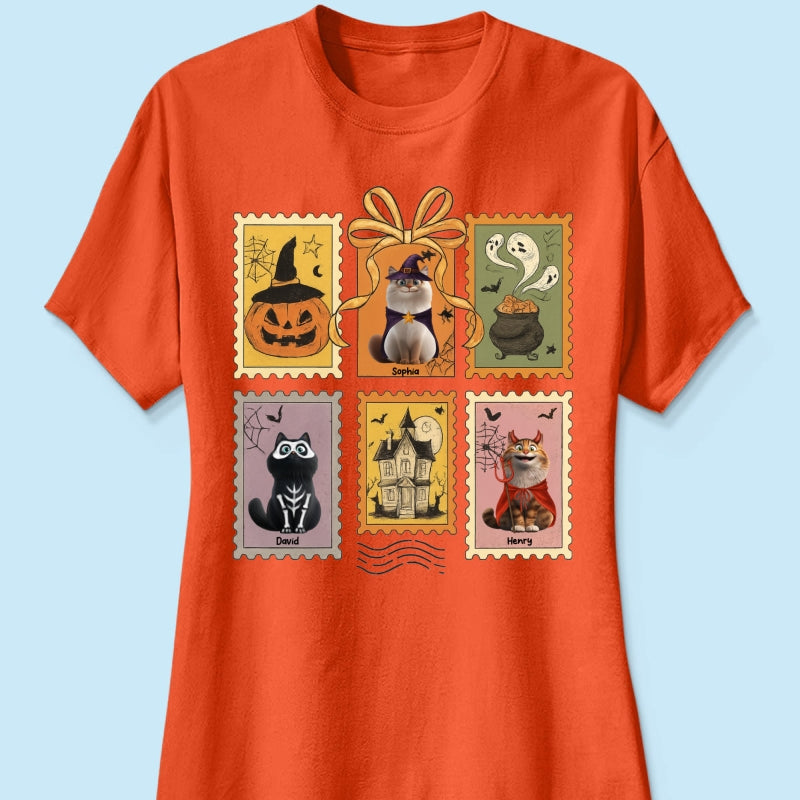 Cute Cats Retro Halloween Postage Stamp Sweatshirt – Cute & Spooky Fall Personalized Sweatshirt