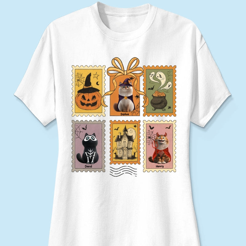 Cute Cats Retro Halloween Postage Stamp Sweatshirt – Cute & Spooky Fall Personalized Sweatshirt