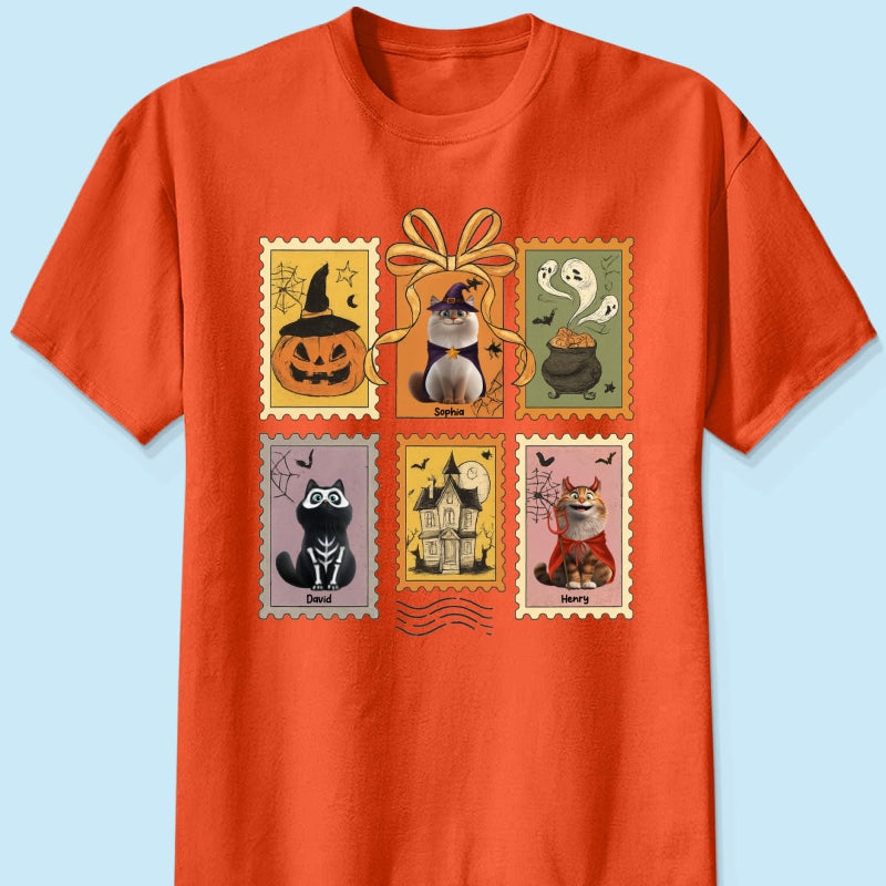 Cute Cats Retro Halloween Postage Stamp Sweatshirt – Cute & Spooky Fall Personalized Sweatshirt