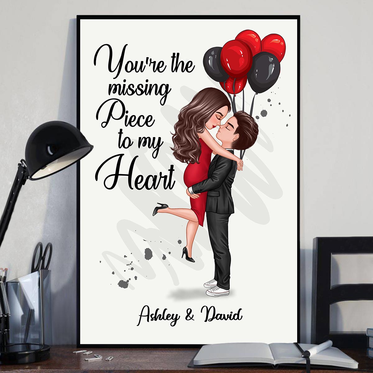 Hugging Couple Gift For Him Gift For Her Personalized Poster