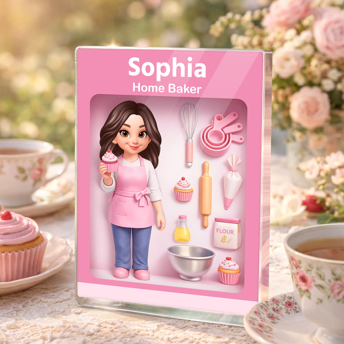 Home Baker 3D Action Figure - Personalized Acrylic Block - Gift for Bakers