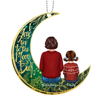 Sky Moon Grandma Grandkids Personalized Christmas Wooden Ornament