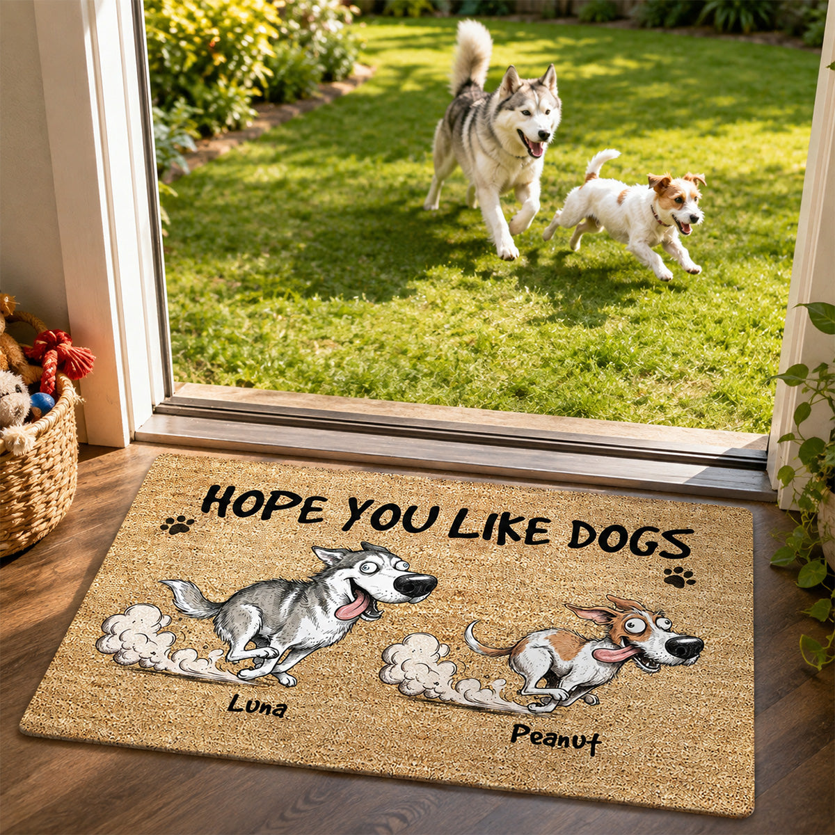 Hope You Like Dogs Funny Zoomies Portrait From Your Dog Photo - Personalized Doormat - Funny Home Decor For Dog Lover